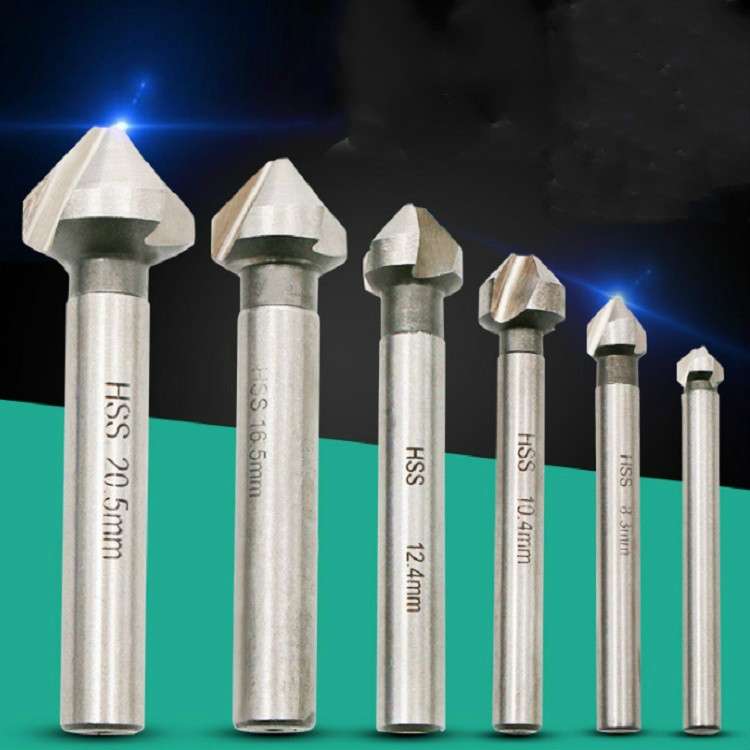 6 In 1 90 Degree Three-edge Chamfering Knife Woodworking Milling Cutter Chamfering Machine Hole Open