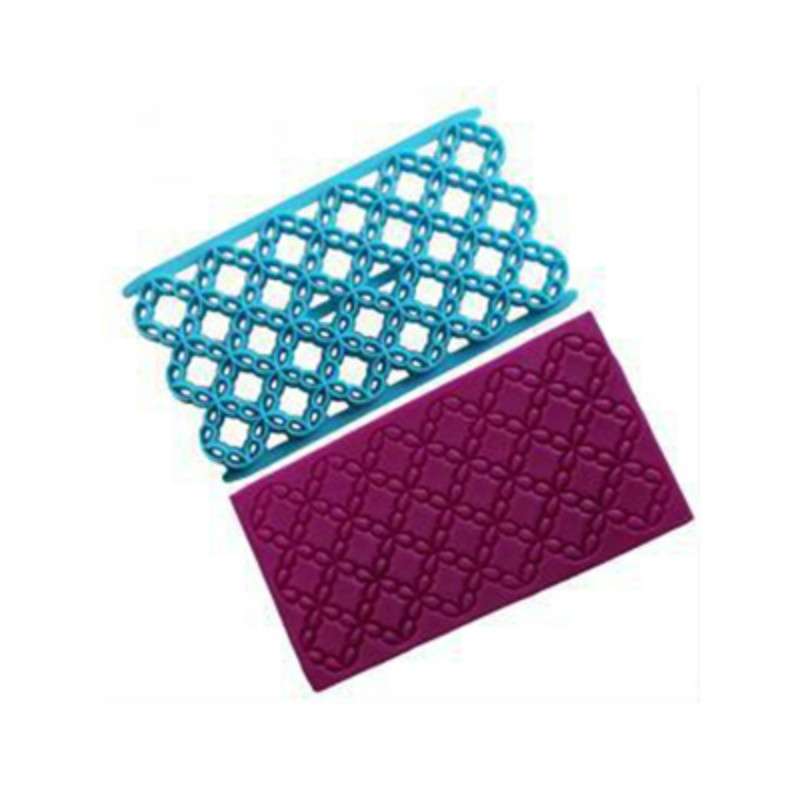 2 PCS Cake Fondant Tool Heart Shaped Diamond Texture Plaid Overpass Quyi Seal Printing Mould(Small R
