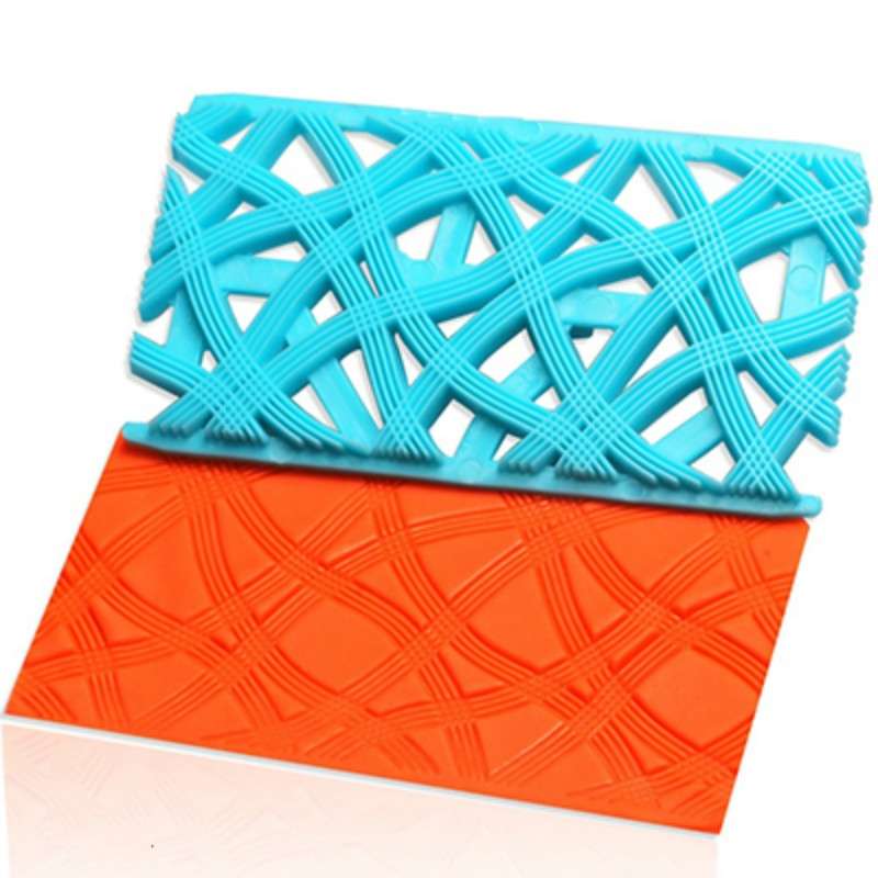 2 PCS Cake Fondant Tool Heart Shaped Diamond Texture Plaid Overpass Quyi Seal Printing Mould(Small R