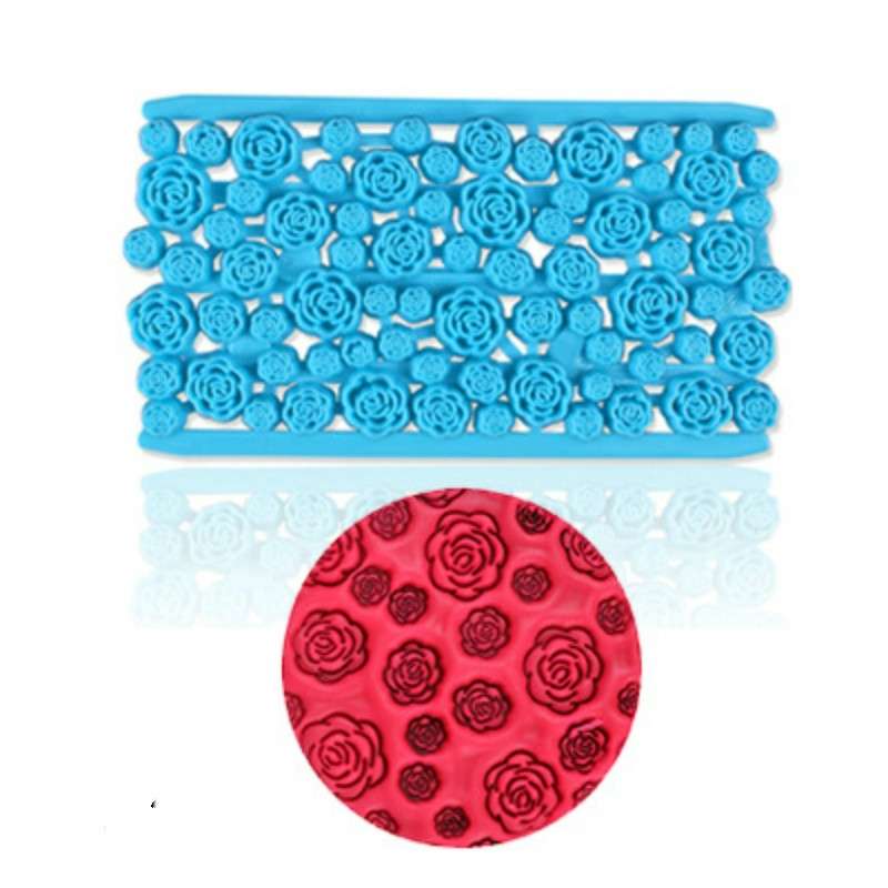 2 PCS Cake Fondant Tool Heart Shaped Diamond Texture Plaid Overpass Quyi Seal Printing Mould(Small R