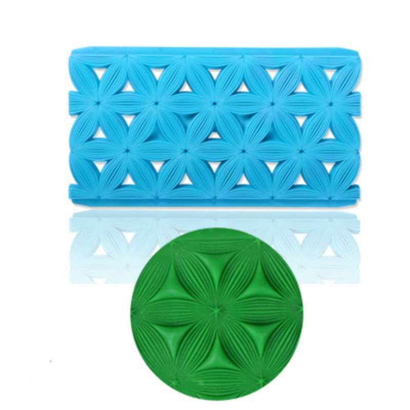 2 PCS Cake Fondant Tool Heart Shaped Diamond Texture Plaid Overpass Quyi Seal Printing Mould(Small R