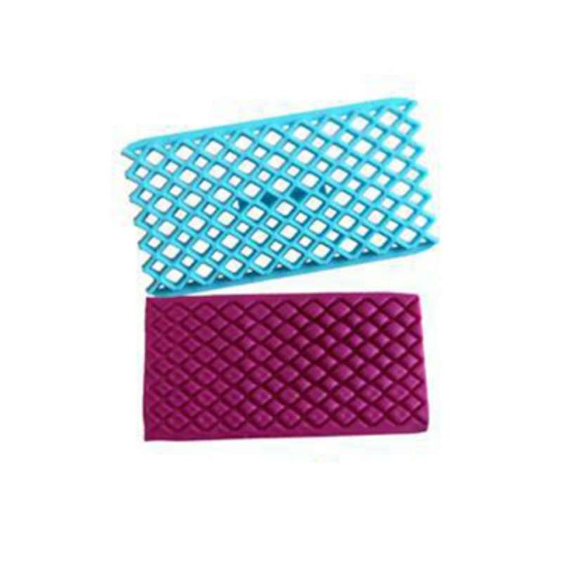 2 PCS Cake Fondant Tool Heart Shaped Diamond Texture Plaid Overpass Quyi Seal Printing Mould(Small R