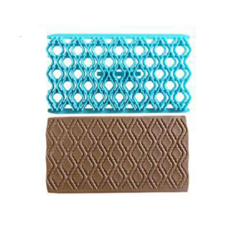2 PCS Cake Fondant Tool Heart Shaped Diamond Texture Plaid Overpass Quyi Seal Printing Mould(Small R