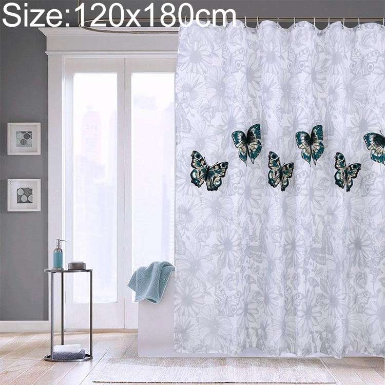 Butterfly Waterproof Polyester Shower Washable Bathroom Curtains, Size:120x180cm