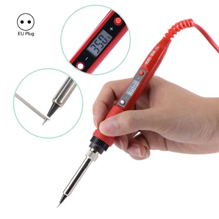 908S 80W LCD Thermostat Soldering Iron Constant Temperature Soldering Iron, Plug Type:EU Plug(Black)