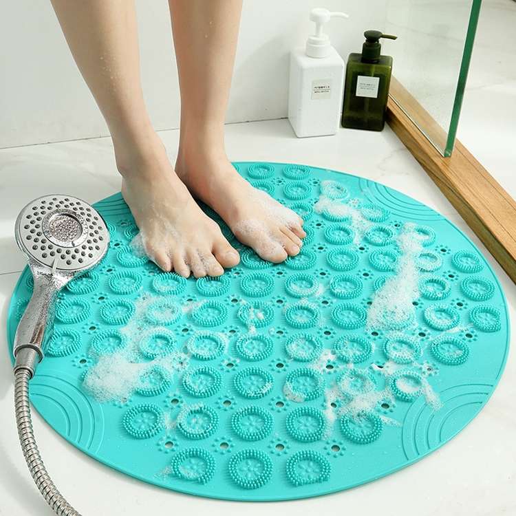 Bathroom Anti-slip Round Mat Suction Cup Massage Foot Pad(Pink)