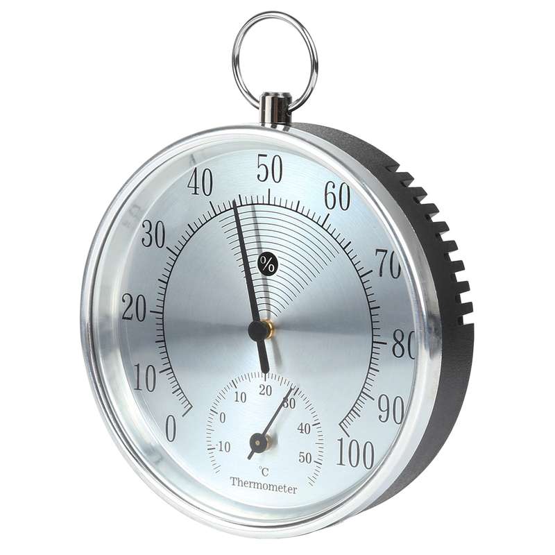 Mini Round Clock-shaped Indoor Outdoor Hygrometer Humidity Thermometer Temperature Meter with Hangin