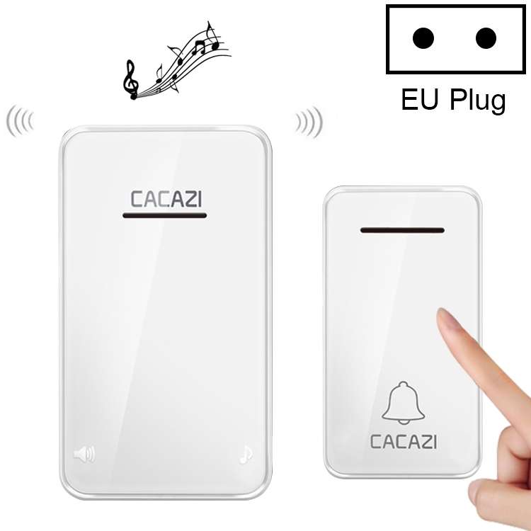CACAZI FA8 Self-Powered Wireless Doorbell, EU Plug(Black)