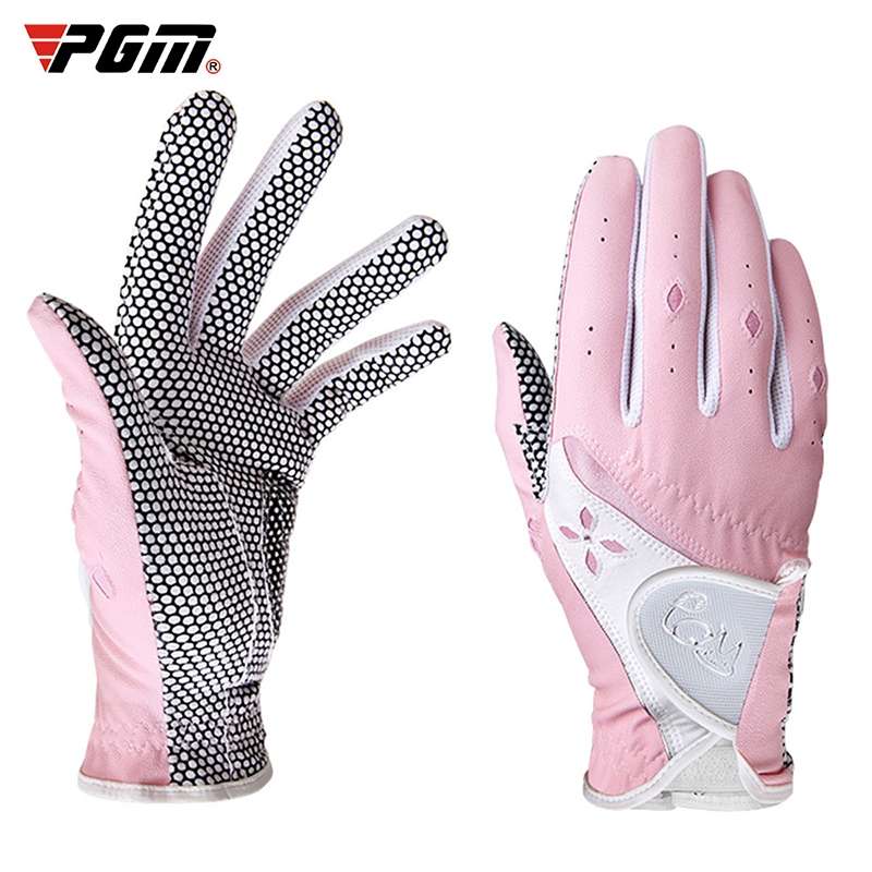 PGM One Pair Golf Non-Slip PU Leather Gloves for Women (Color:Blue Size:18)