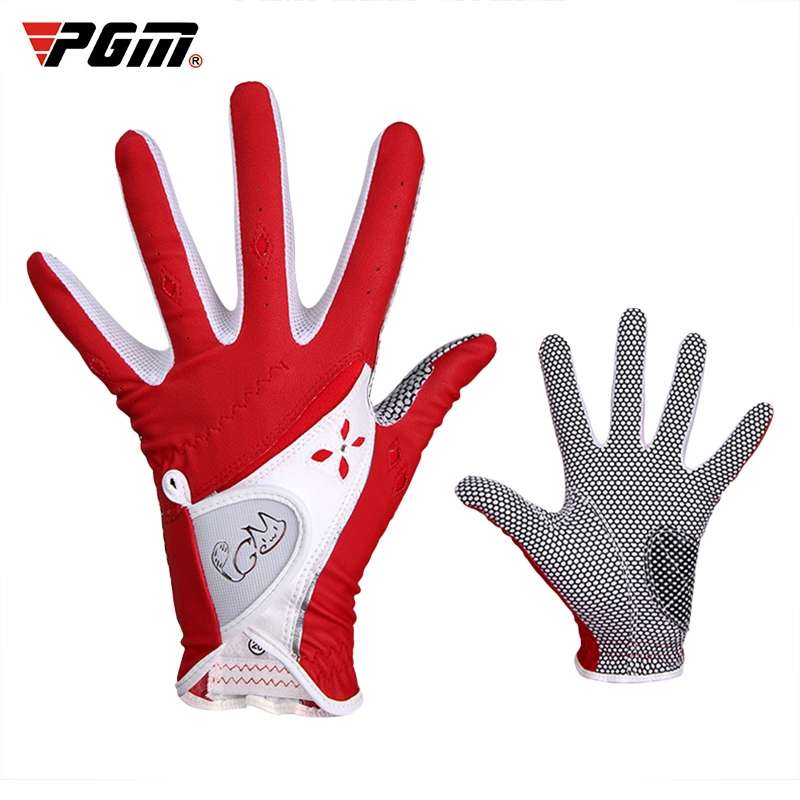 PGM One Pair Golf Non-Slip PU Leather Gloves for Women (Color:Blue Size:18)