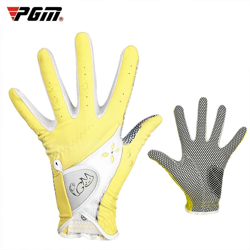 PGM One Pair Golf Non-Slip PU Leather Gloves for Women (Color:Blue Size:18)