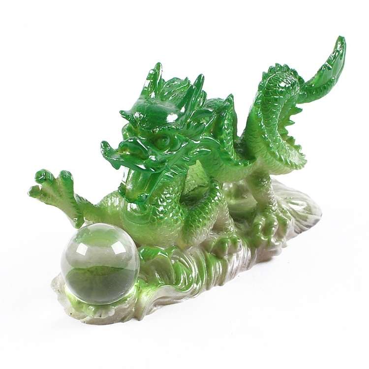 Color Changing Lucky Jade Dragon Shape Resin Kungfu Tea Accessories Tea Pet(Green)