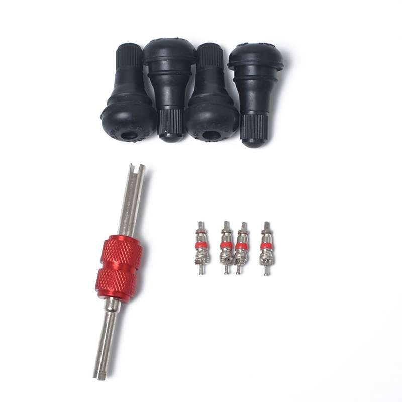 Snap-in Short Black Rubber Valve Stem (TR412) with Valve Core Wrench for Tubeless 0.453 Inch 11.5mm