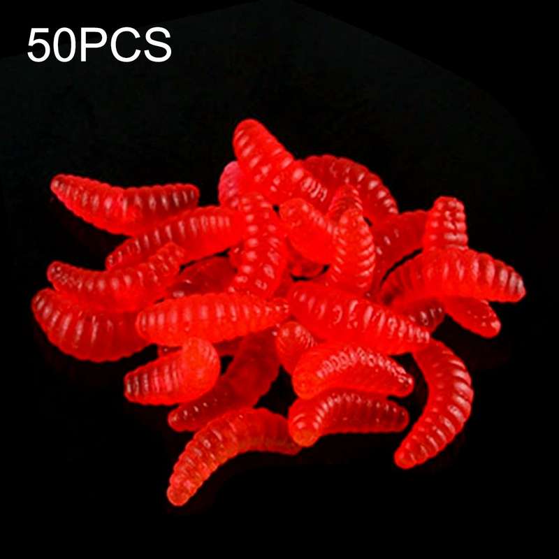HENGJIA SO106 50 PCS 20mm Simulation Bread Bait Worms Crescent Soft Bait Horseback Fish Worm Bait Fi