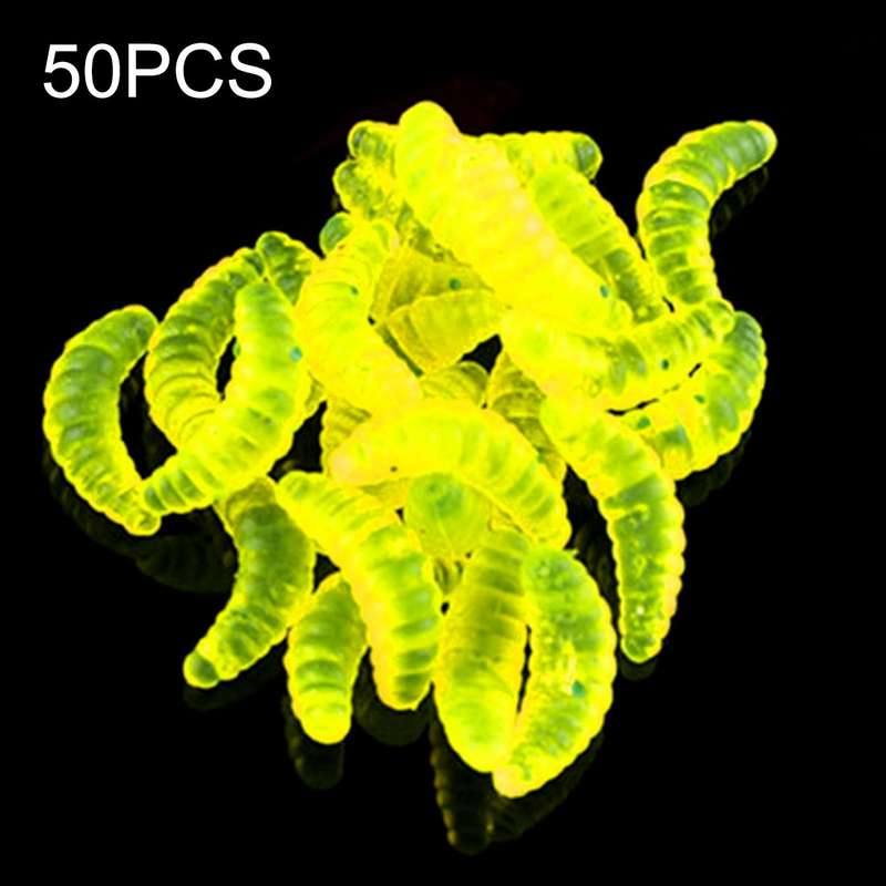 HENGJIA SO106 50 PCS 20mm Simulation Bread Bait Worms Crescent Soft Bait Horseback Fish Worm Bait Fi