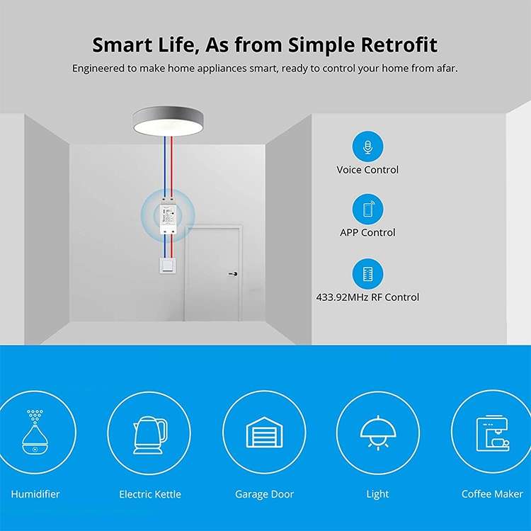 Sonoff Basic R2 eWelink Phone APP WiFi 2.4GHz DIY Smart LED Switch Remote Controller Module, Support Alexa Echo & Google Home Voice Control, AC 90-250V - 3