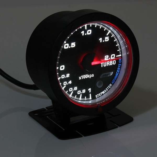 Universal 12V 60mm Black Car Auto Turbo Boost Gauge Meter With Mount Bracket