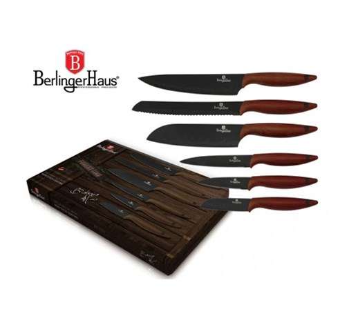 Berlinger Haus - 6 Pieces Non-Stick Coating Forest Line Knife Set - Black/Brown