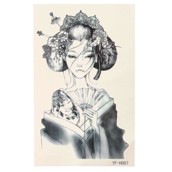 Japan Geisha Temporary Tattoo Body Art Stickers Arm Leg Removable Waterproof