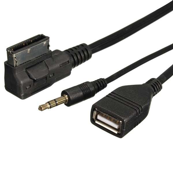 Car AMI MDI Music USB Charger 3.5mm Jack AUX Audio Cable For Audi A3 A5 S5