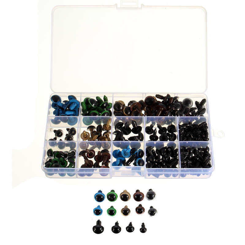 264 Pieces 6 - 12mm Black 10 - 12mm Colourful Safety Eyes Teddy Bear Doll Animal Crafts