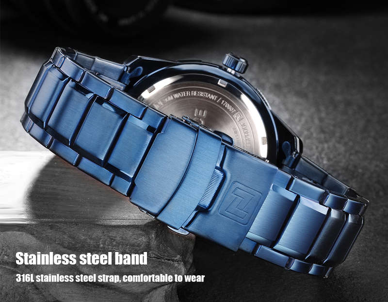 NAVIFORCE 9117 Waterproof Men Wrist Watch Calendar Full Steel Quartz Watches - 0.10kg