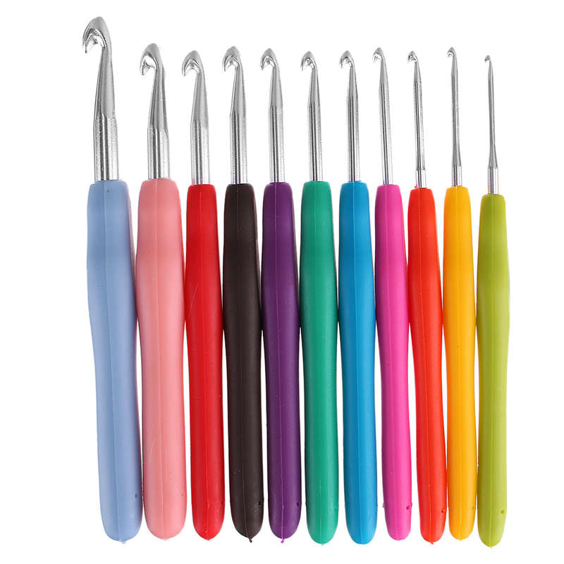 2Pcs Ergonomic Crochet Hooks Set Knitting Needle Kit Locking Stitch Markers Crochet Yarn Tools