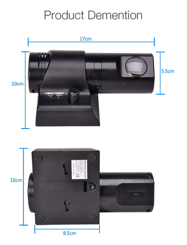 Loskii HC-27 180 Degree Rotation Dual Dial Plate LED Display Remote Control Wall Projection Clock