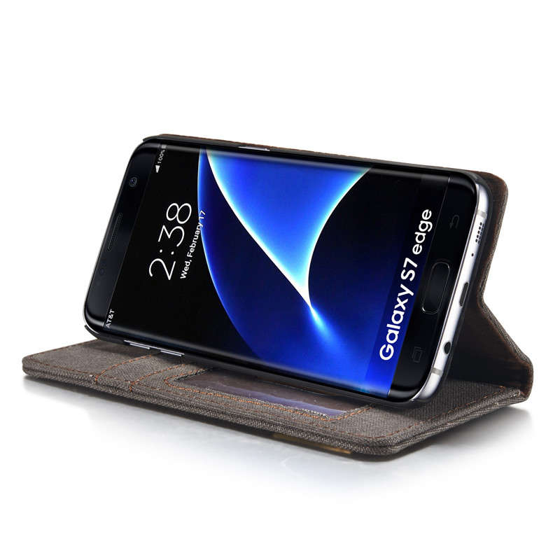 Samsung S7 Edge Denim Canvas Card Slots Bracket Case For Samsung S7 Edge