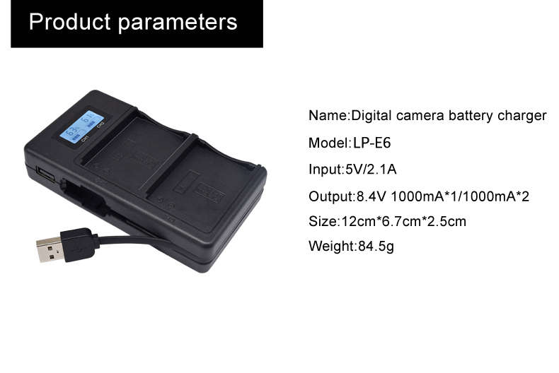 Palo LP-E6-C USB Rechargeable Battery Charger Mobile Phone Power Bank for Canon LP-E6 - 0.11kg