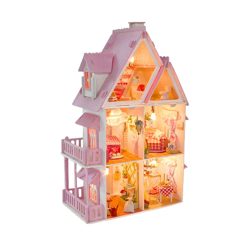 Large Wooden Kids Doll House Barbie Kit Girls Play Dollhouse Mansion Furniture