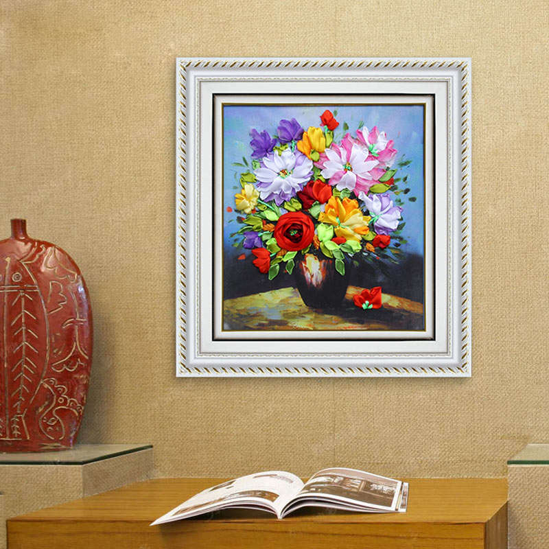 flower silk ribbon cross stitch