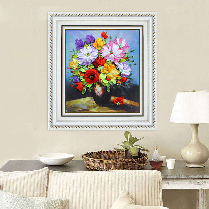flower silk ribbon cross stitch