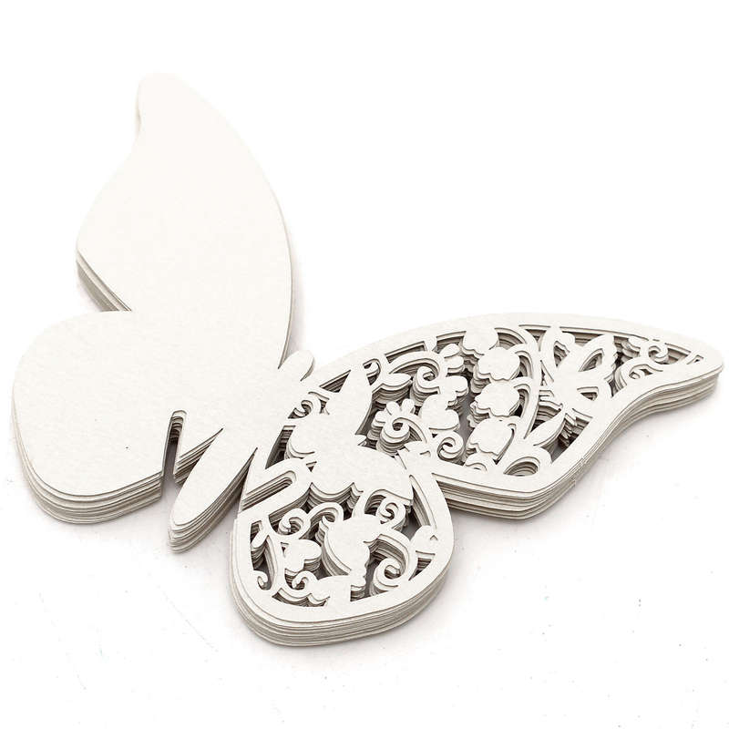 20Pcs Butterfly Wedding Name Place Cards Wine Glass Laser Cut Pearlescent Card Par... (COLOR: WHITE)