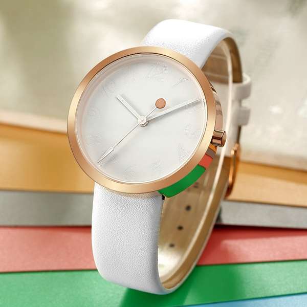CRRJU 2124 Simple Design Women Wrist Watch Genuine Leather Strap Quartz Watches