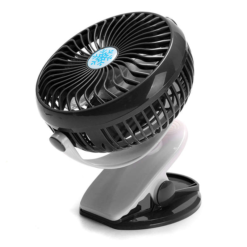 Clip On Oscillating Fan Rechargeable USB Desk Fan Stroller Mini Portable Personal ... (COLOR: BLACK)