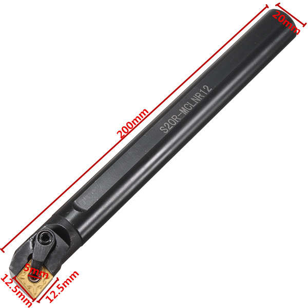 S20R-MCLNR12 20x200mm Lathe Turning Tool Holder with CNMG1204 Insert and Wrench