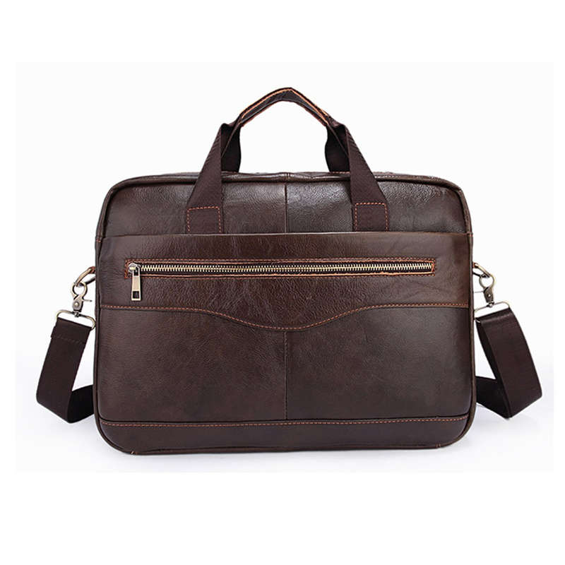 Men Briefcases Handbag Document Business Office Laptop Bag Leather Male Work Bag Brown