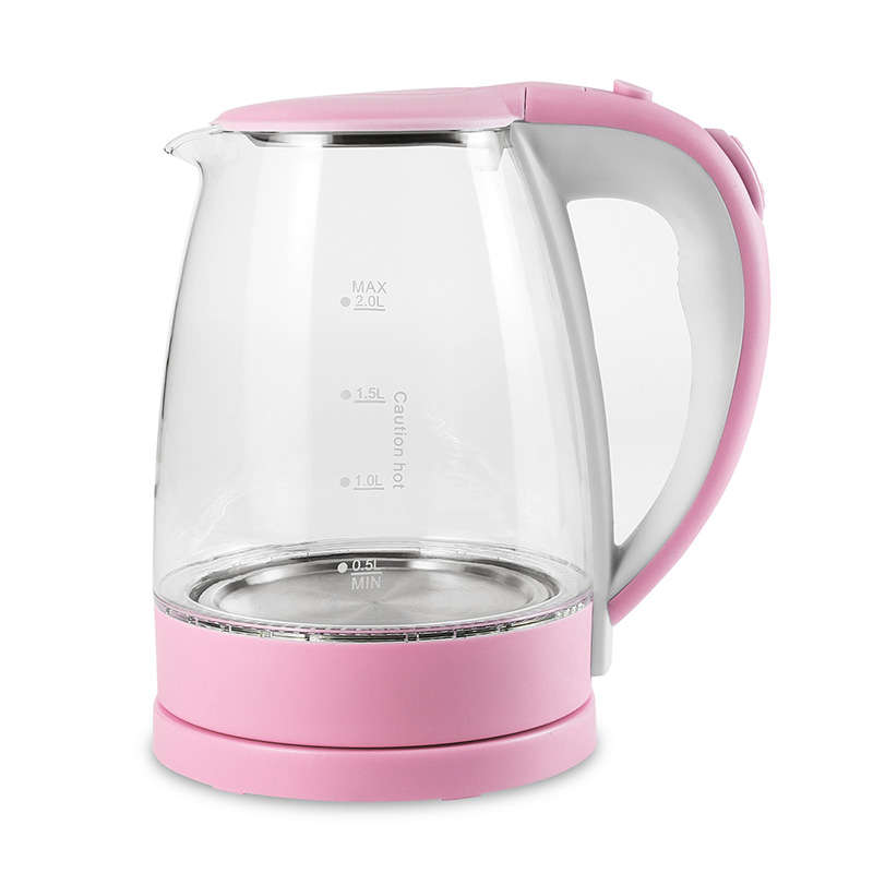 Electric Kettle Pink 1800W 2L Explosion-proof Glass For Household Kettle  (COLOR: PINK)