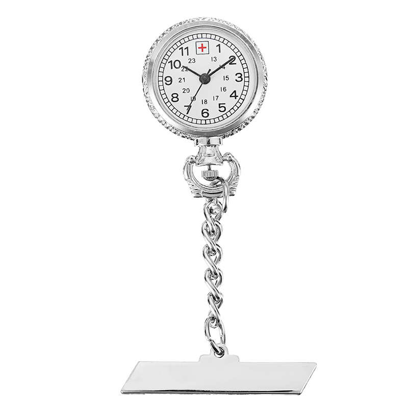 Nurse Silver White Dial Quartz Pocket Watch