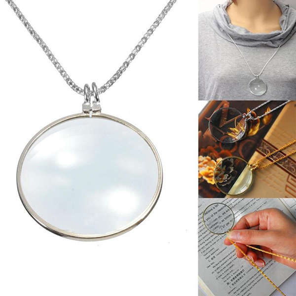 HD Hanging Neck Magnifying Glass 5X Handheld Reading Glasses (COLOR: SILVER)