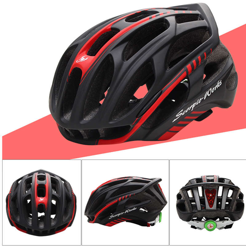 CAIRBULL-03 57-63 cm Ultralight LED Warning Road Bike Cycling Helmet Super Ven... (COLOR: BLACK&RED)