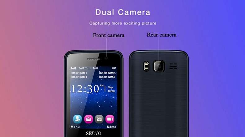 SERVO V9500 2.8 Inch HD Large Screen 1100mAh 64MB+64MB 4 Sim Cards 4 Standby FM GPRS Feature Phone