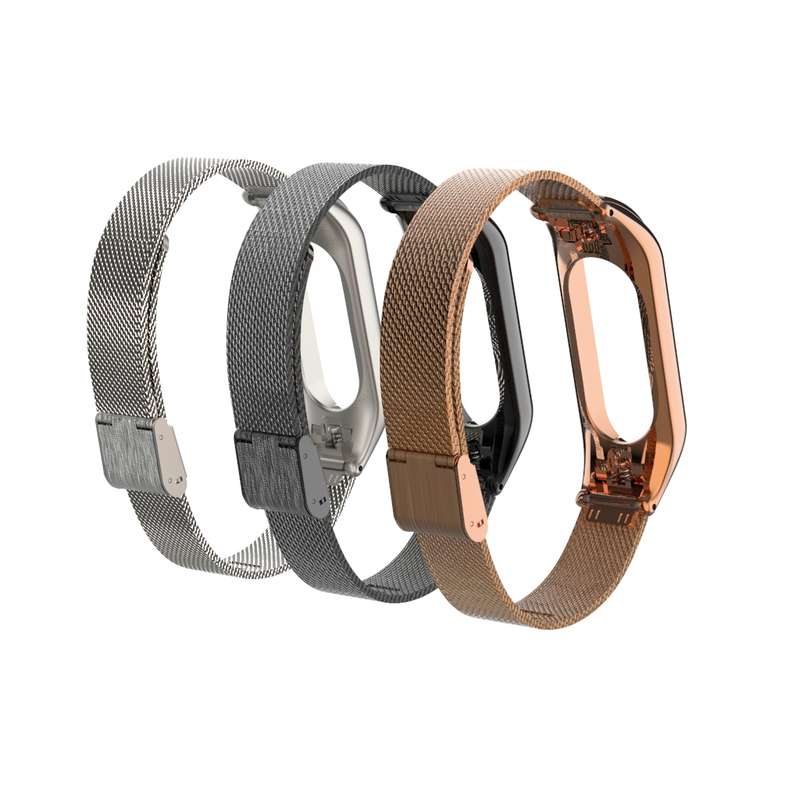 Xiaomi Mi Band 3 Smart Watch Metal Strap Screwless Buckle Stainless Steel Replacement Wristband