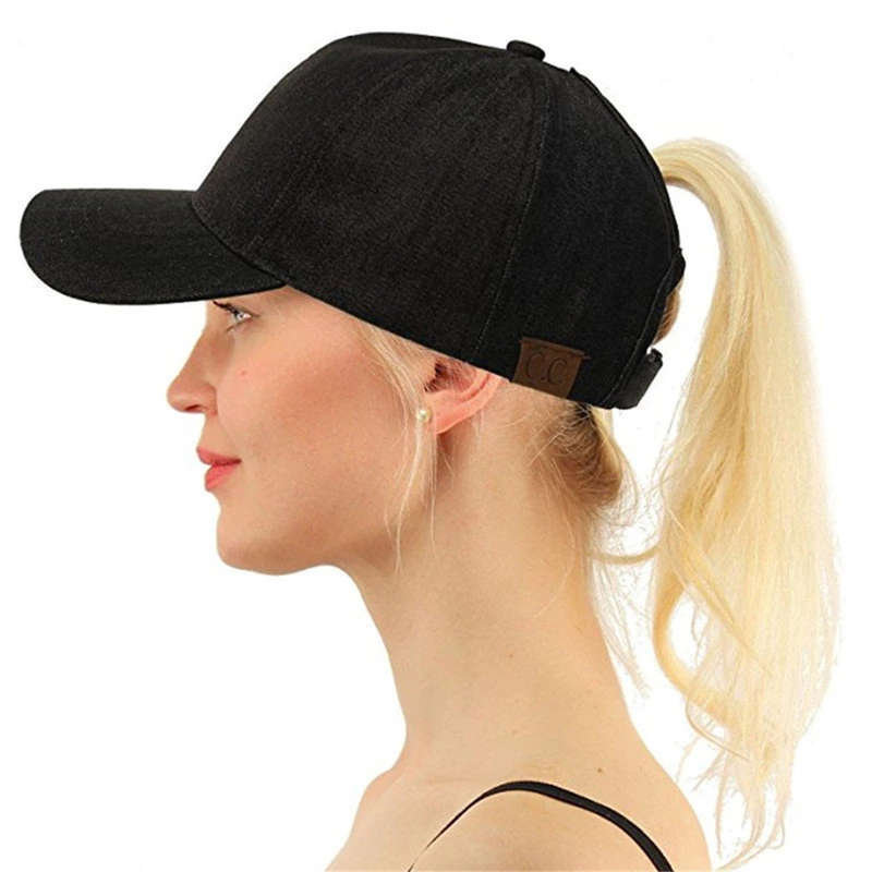 Men Women Adjustable Washed Denim Baseball Cap (COLOR: BLACK)