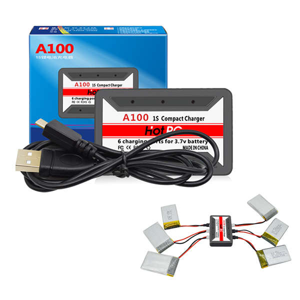 HotRc A100 6 in 1 3.7V Lipo Battery Charger For Hubsan X4 Q4 H107L H107C WLtoys JJCR UDI