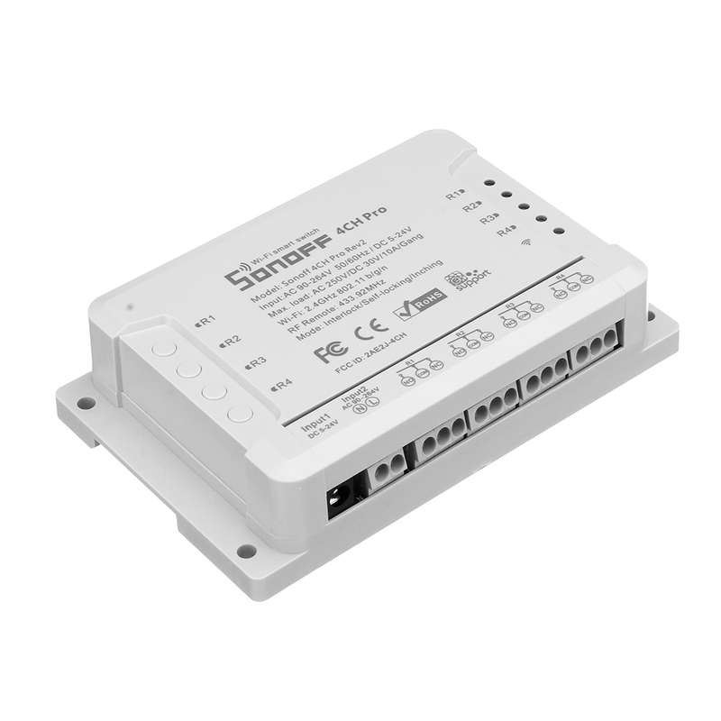4CH Pro R2 10A 2200W 2.4Ghz 433MHz RF Inching/Self-Locking/Interlock Smart Home Switch