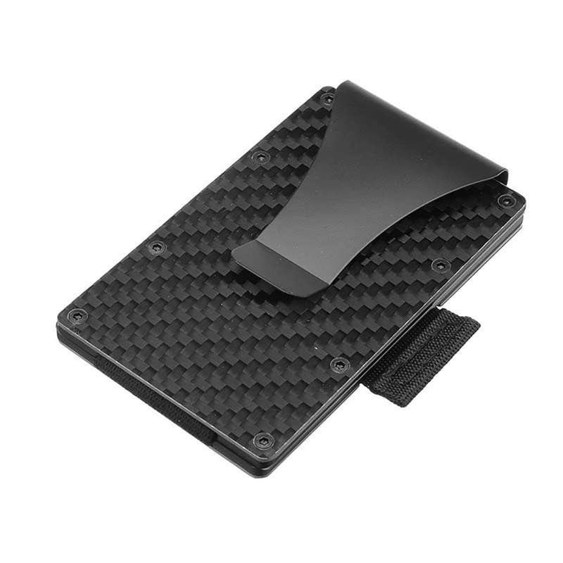 RFID Blocking Metal Wallets Slim Carbon Fiber Credit Card Holder Money Clip - 0.04kg