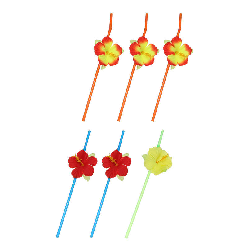 6Pcs Hawaiian Luau Hula Tropical Plastic Party Coconut Cup Drink & Straw Decoration    Drinking Stra