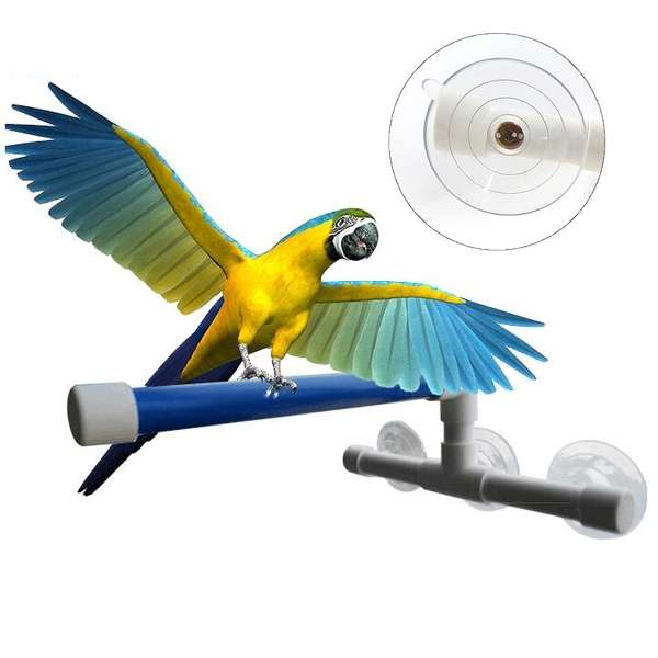 Folding Pet Birds Wall Suction Cup Toys Stand Shower Paw Grinding  Perches Parrot Budgie